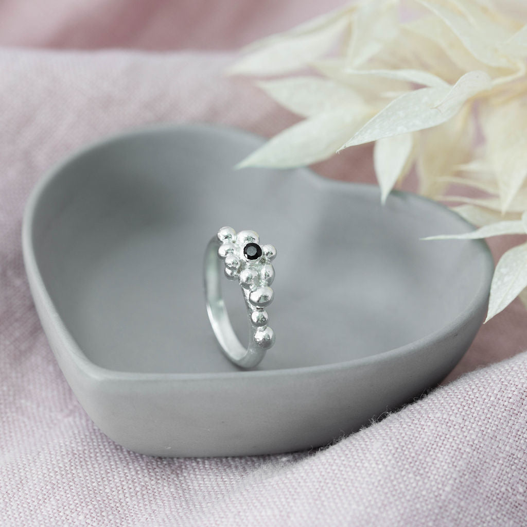 Sterling Silver Bubble Ring with gorgeous sapphire