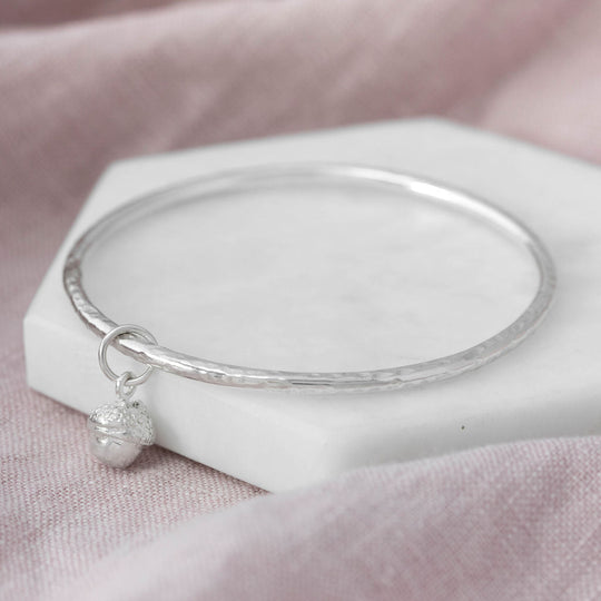 Silver Acorn Charm bangle
