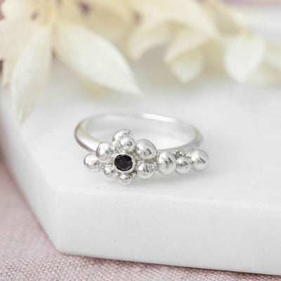 Sterling Silver Bubble Ring with gorgeous sapphire