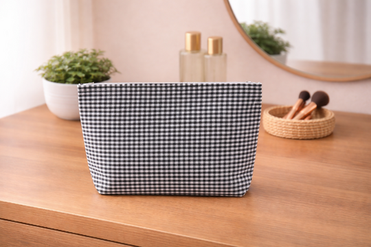 Handcrafted Red & White Checkered Toiletry & Travel Washbag