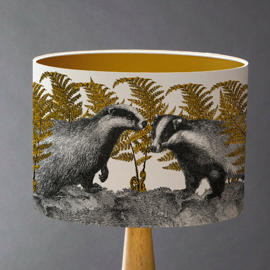 Badgers in Bracken Lampshade – British Wildlife Collection