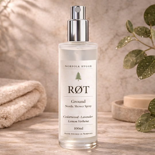 RØT — Ground Nordic Shower Spray | Cedarwood, Lavender, Lemon Verbena, Ylang Ylang