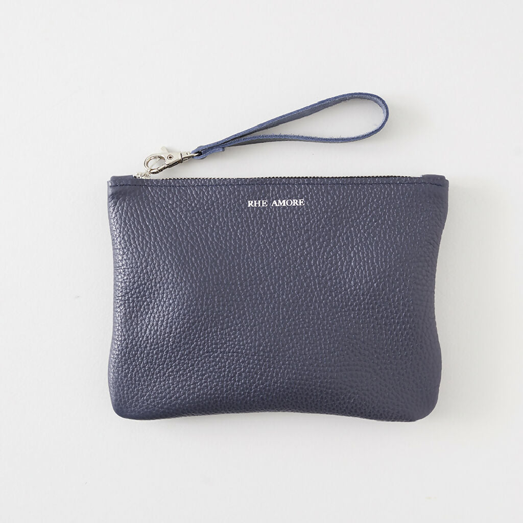 navy blue leather clutch bag - RHEAMORE - web