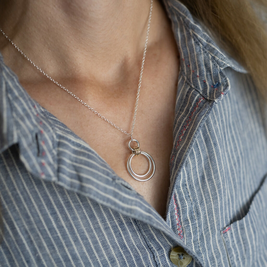 Three Ringed Circle 9ct gold and silver Three Ring Circle Necklace | Country Living Marketplace