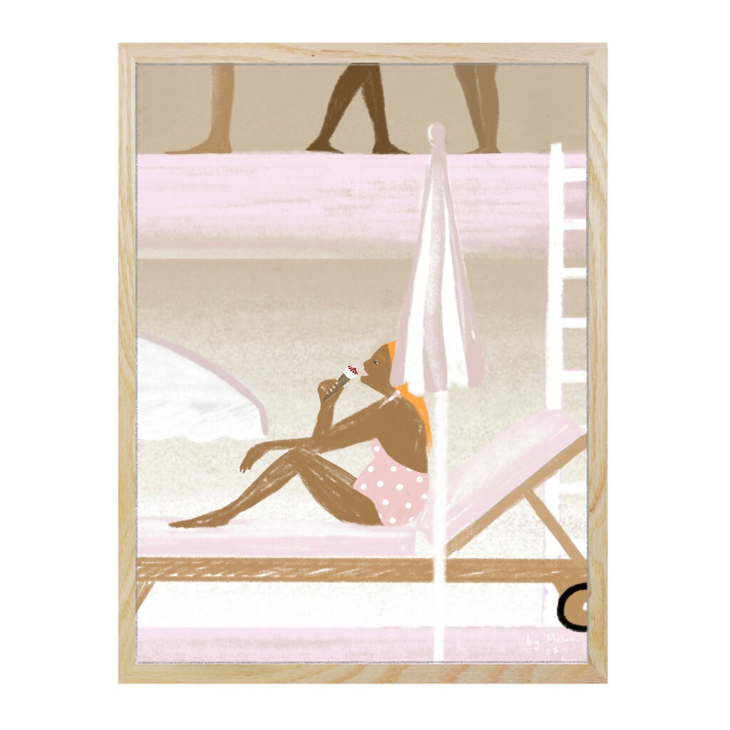 Cornetto Oak Frame A4 Giclee Print in Pink