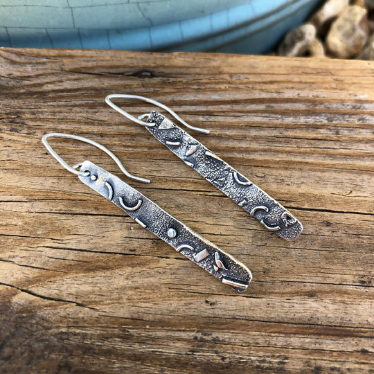 Fused Organic Textured Sterling Silver Drop Earrings