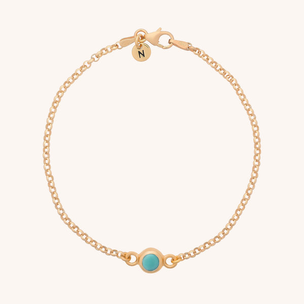Turquoise Birthstone Gem Dot Bracelet - December