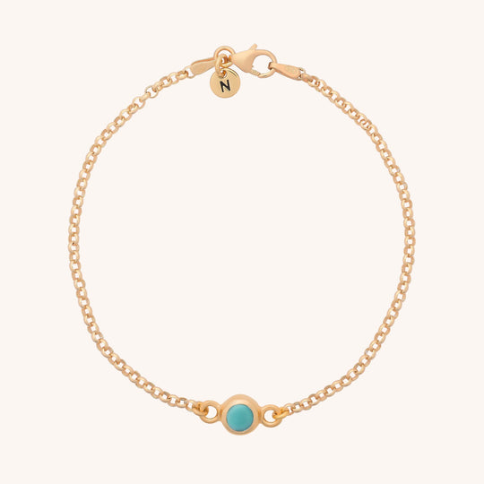Turquoise Birthstone Gem Dot Bracelet - December