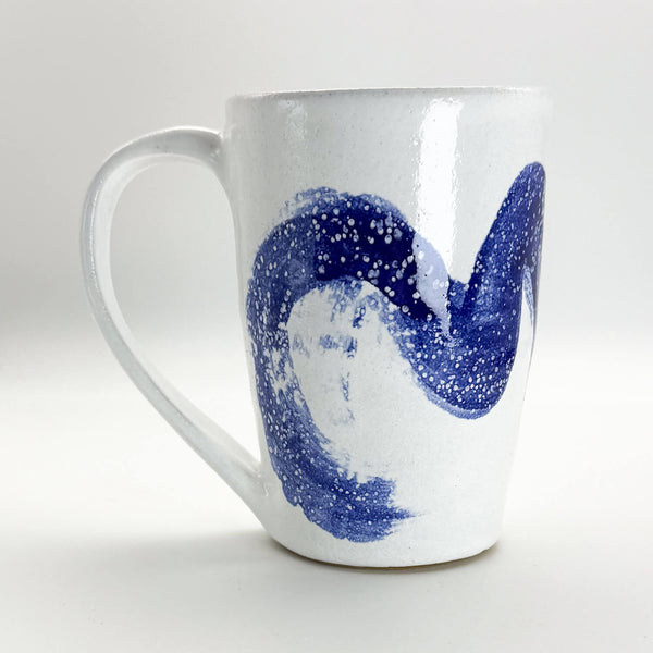 Tall tea cup cobalt splash front