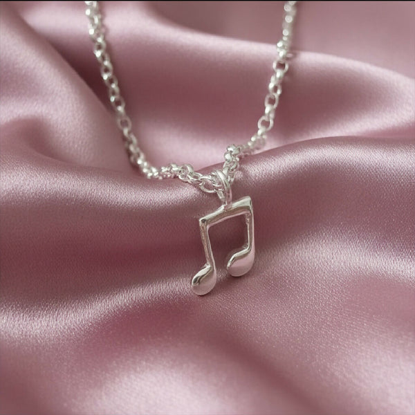 Sterling silver music note charm necklace