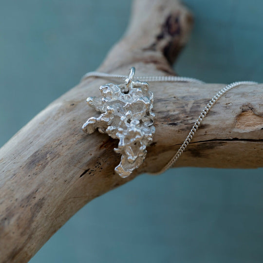 Bespoke Recycled Silver Organic Snowflake Cast Pendant Necklace