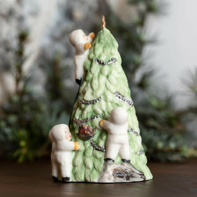 Snow babies on 5” Christmas Tree in Porcelain