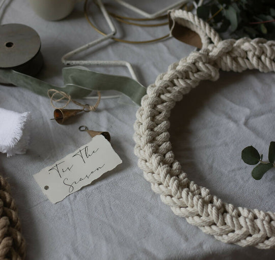 30cm White Cotton Christmas Wreath