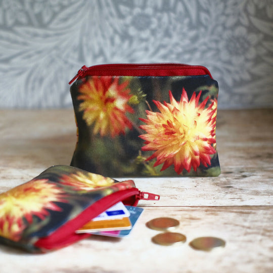 Orange Dahlia Velvet Pouch