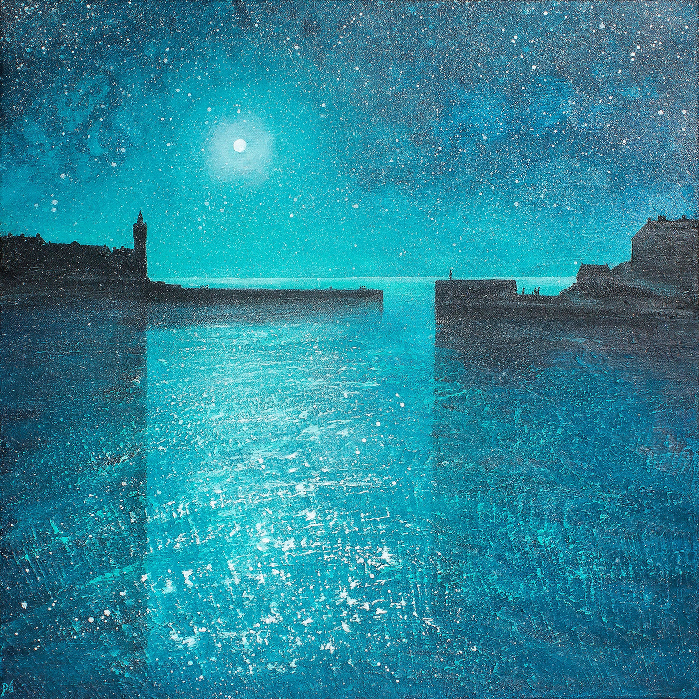 Twilight Porthleven Harbour Original Art