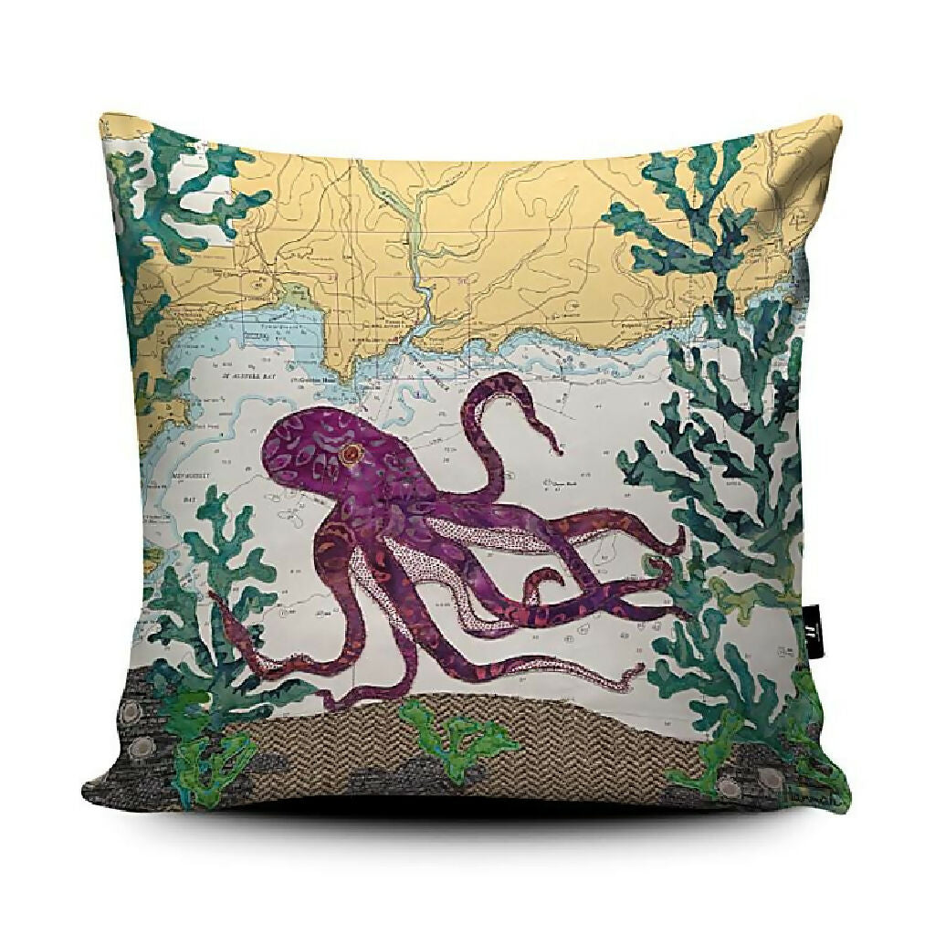 Octopus at Mevagissey Cornwall Faux Suede Cushion