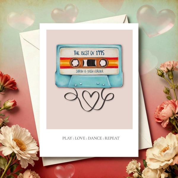 Personalised Anniversary Mix Tape Card – A5