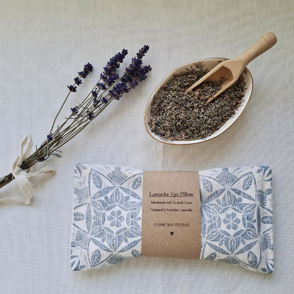Hand Printed Linen Lavender Eye Pillow - Duck Egg Blue