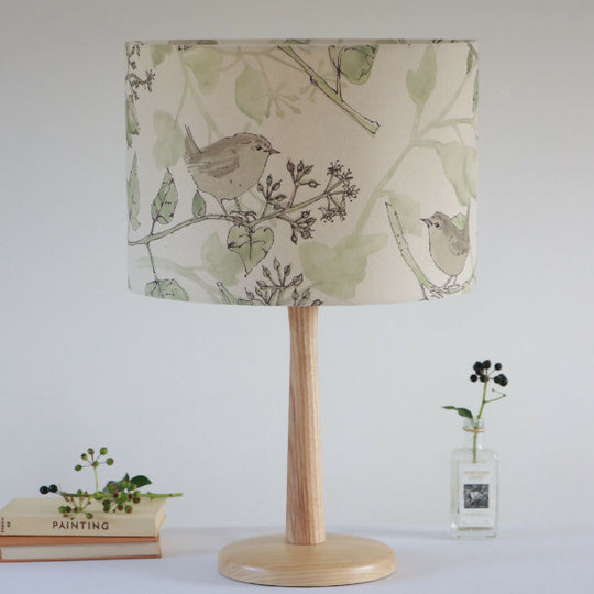 Wrens in the Ivy Organic Fabric Lampshade