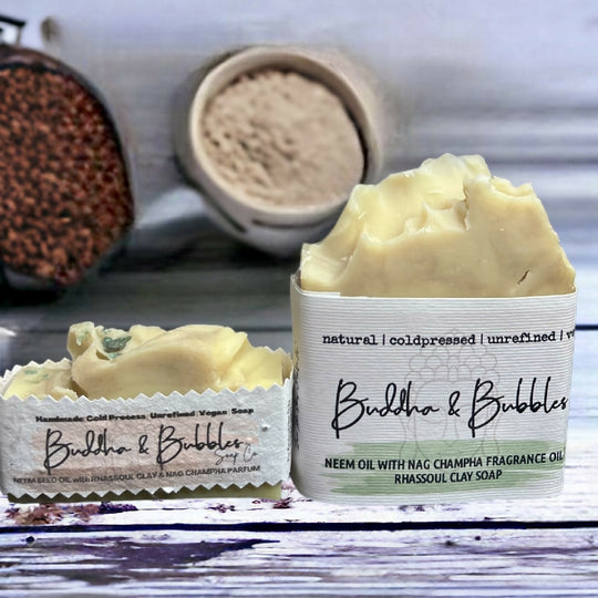 Soap Bar with Neem Seed Oil and Rhassoul Clay with Organic Shea and Coconut Oils Small and Large Size