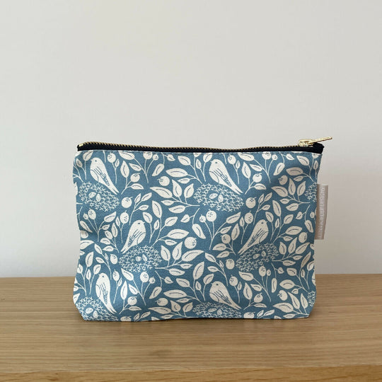 Bird in a Nest Cosmetic Bag in Wedgewood Blue