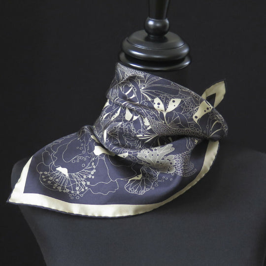 Under the Snow Moon | Aquarius Collection. Hand Rolled Silk Square