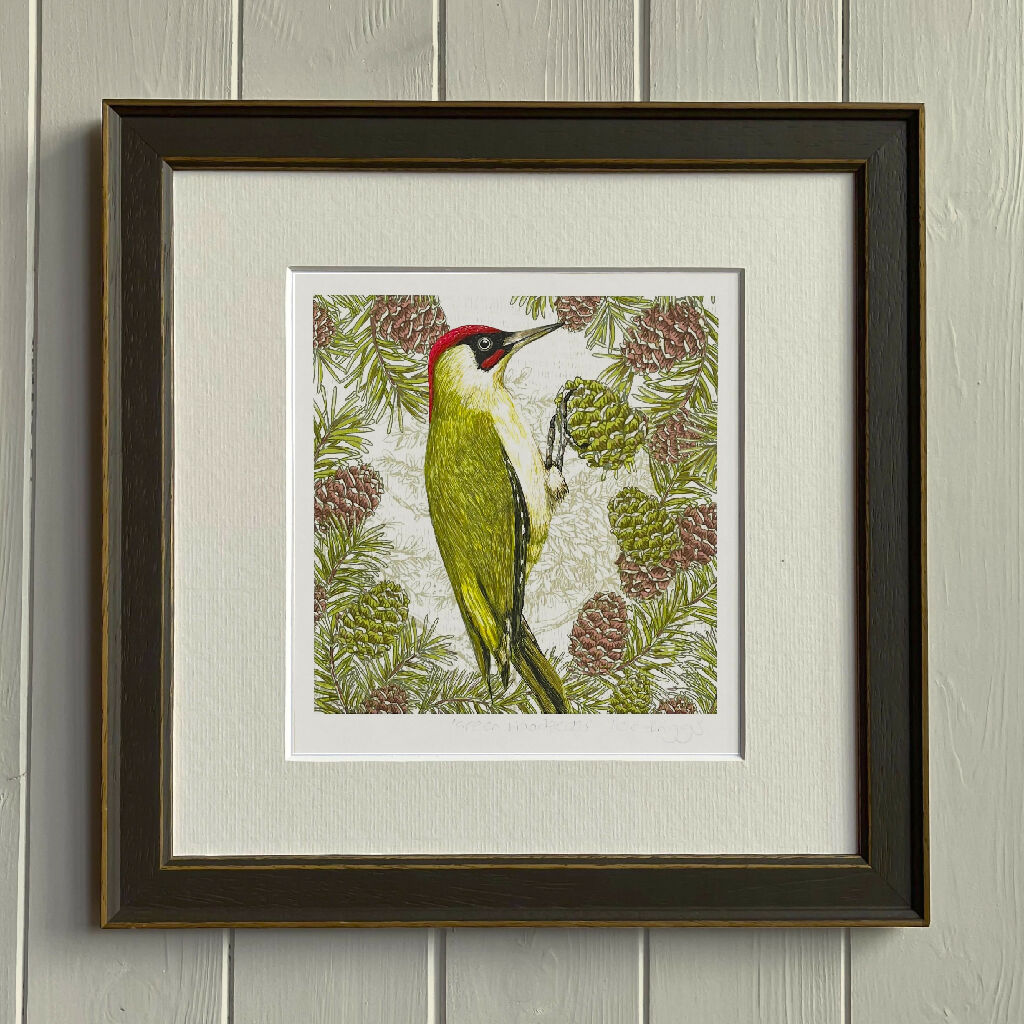 Green Woodpecker - Signed and mounted Giclée Art Print