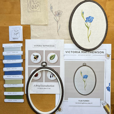 Flax Flower Silk Shading Embroidery Kit