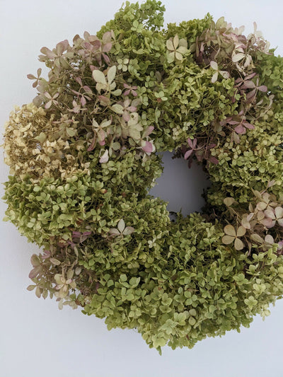 Handmade Dried Hydrangea Wreath – Soft Green