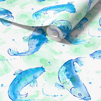 Blue Fish Sustainable British Wallpaper Roll