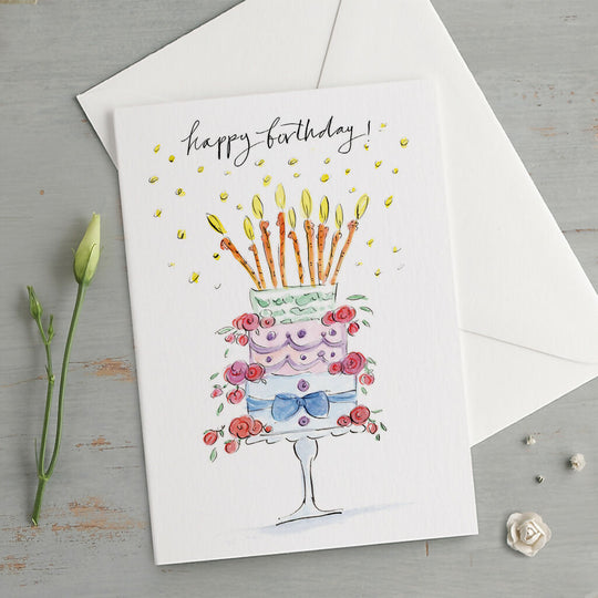 'Happy Birthday' Big Wobbly Cake Birthday Card