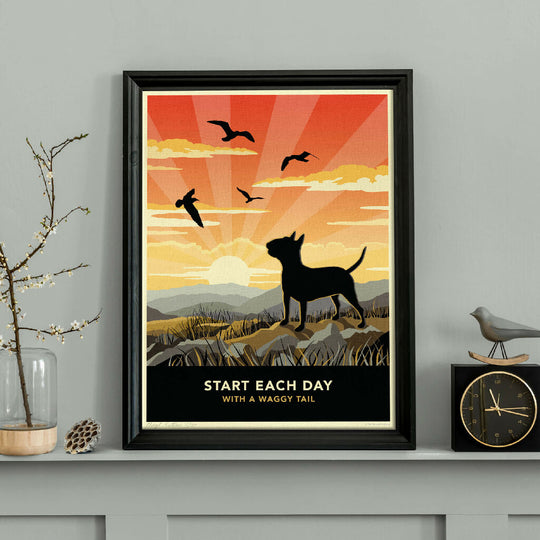 ENGLISH BULL TERRIER ‘WAGGY TAILS’ LIMITED EDITION ART PRINT