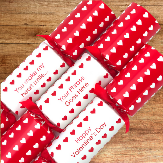 Add Your Own Wording | Personalised Valentines Cracker Craft Kit | Polka Hearts | Single