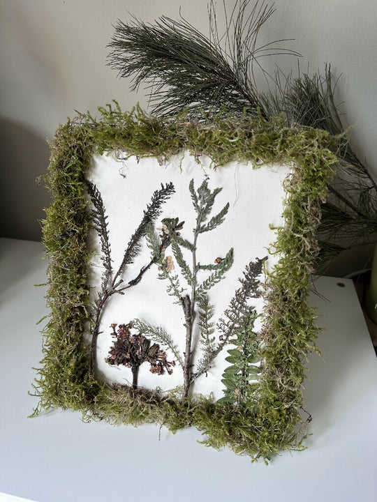 Rustic Wooden Natural Forest Style Themed Moss and foliage art