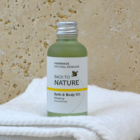 Relaxing aromatherapy bath and body oil