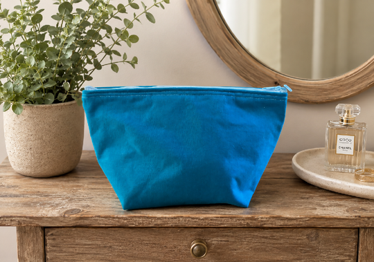 Handmade Teal Cotton Washbag – Travel Toiletries