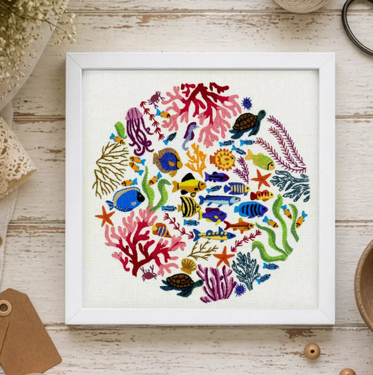 Ocean Wonders Modern Hand Embroidery Kit