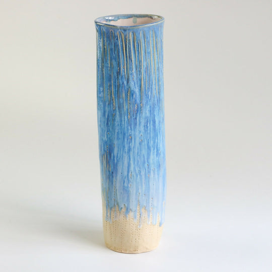 Stoneware Squish Vase in Surf Blue Glaze