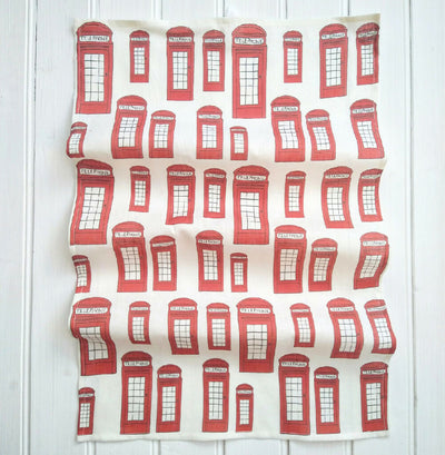 Linen Tea Towel - London Telephone Box