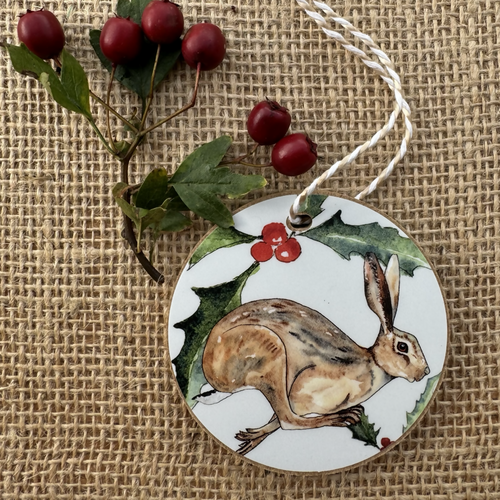 Leaping hare Christmas decoration