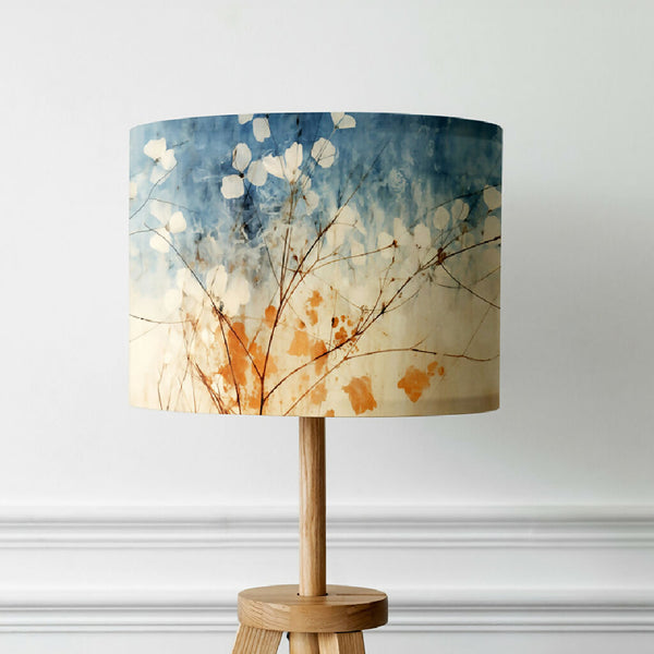 handmade wildflower pattern print lampshade blues mocha colour mocha pantone