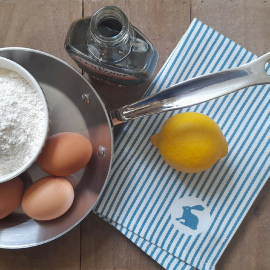 Ribbon Stripe Organic Cotton Tea Towel in Blue