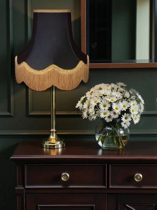 Black fabric lampshades with gold trimmings - Available in 8 sizes