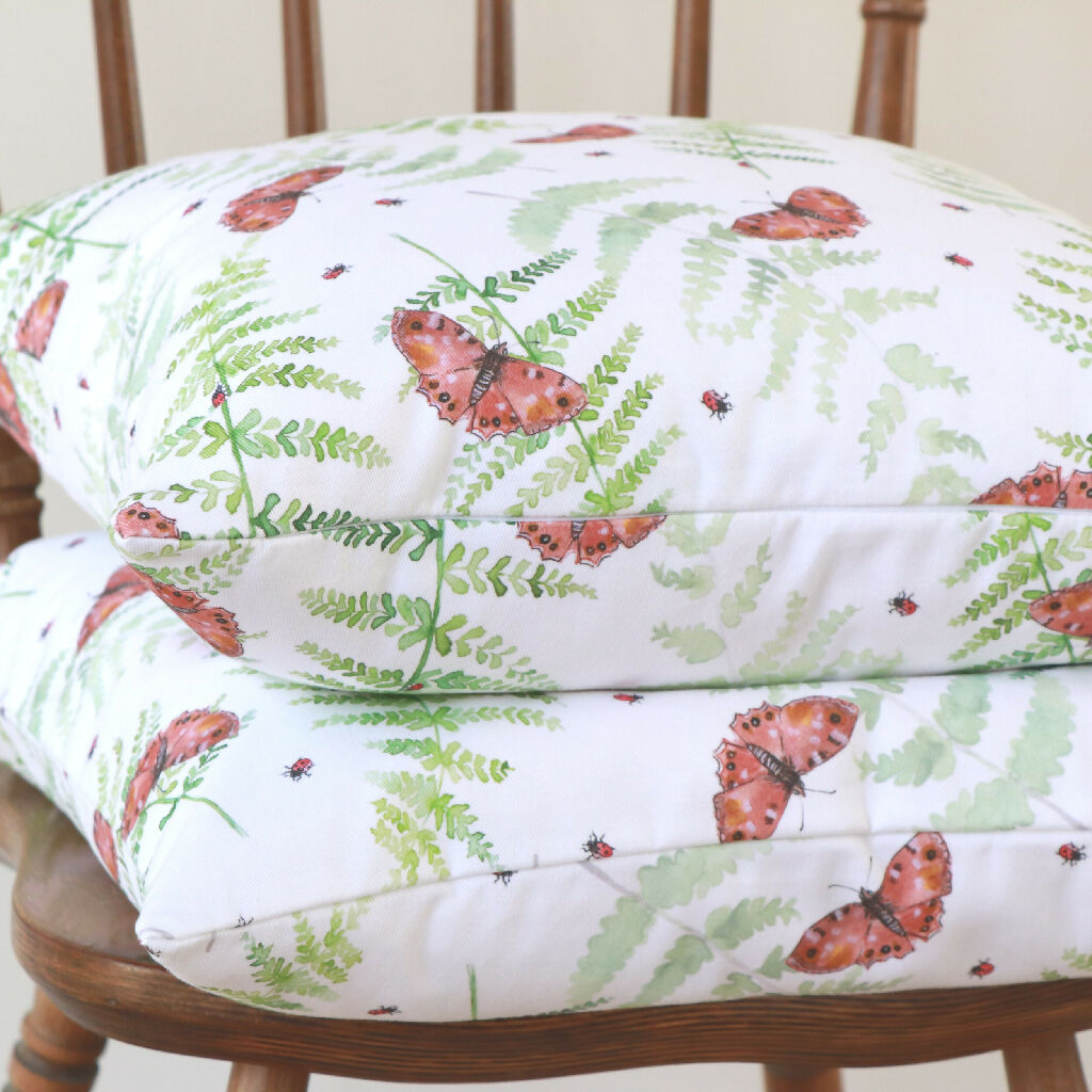 Butterfly and Fern Woodland Cushion