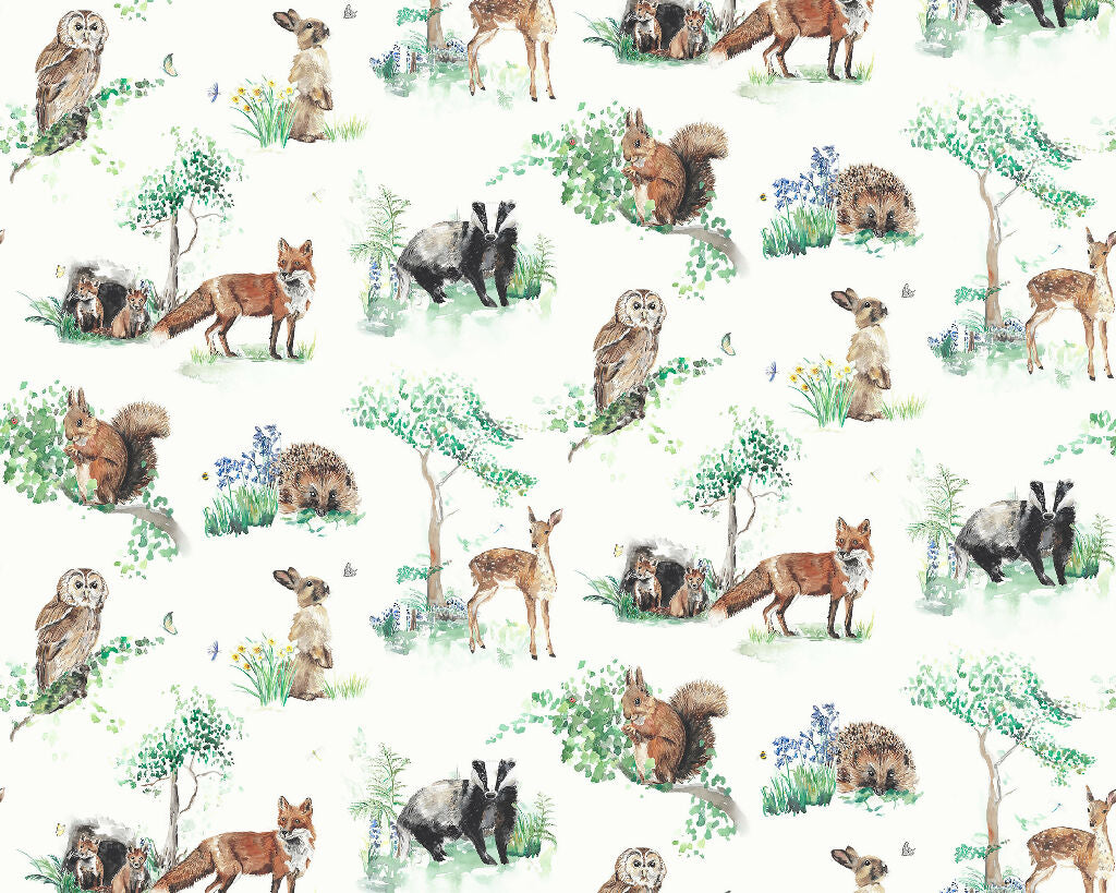 Woodland Animals Curtain Fabric