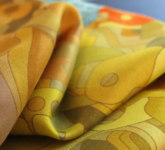 Encryption | Aquarius Collection. Hand Rolled Silk Square