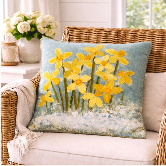 Frosty Daffodils Luxury Cushion
