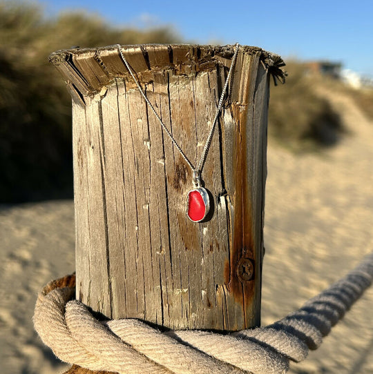 Red Seaglass Necklace