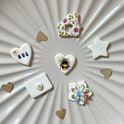 Porcelain Matchbox Token Bee Happy