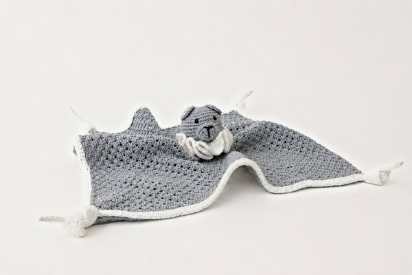 Theo the Bear — Comforter & Rattle, Dove Grey